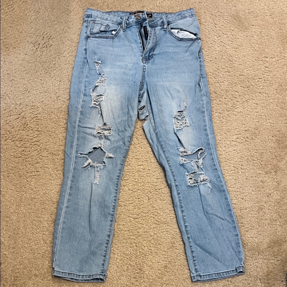 Dollhouse Light Blue Distressed Boyfriend Jeans